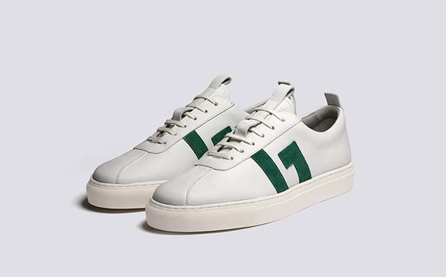 Grenson Sneaker 67 Womens Sneakers in White/Green Leather GRS212750
